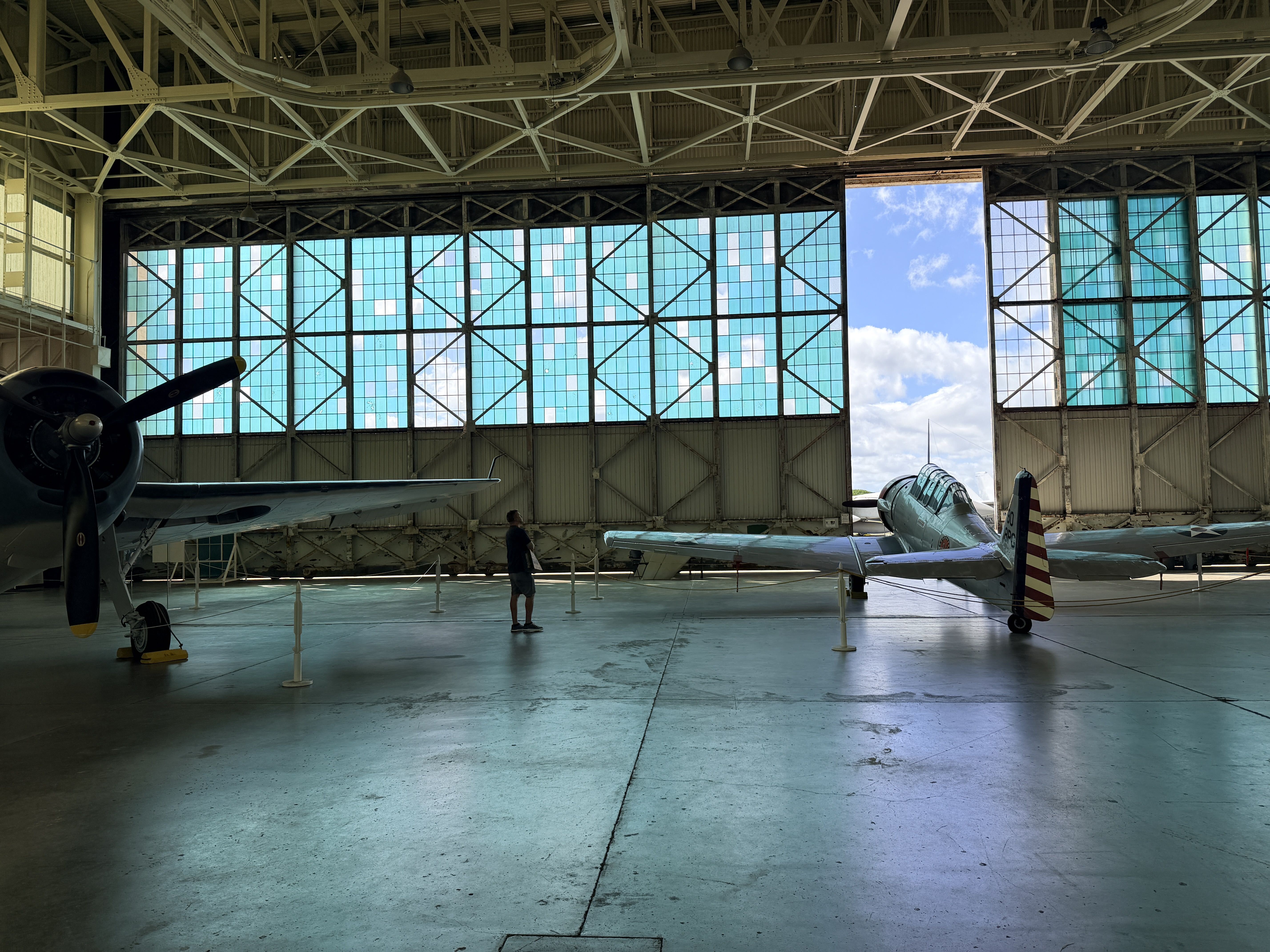 WWII planes in the hangar